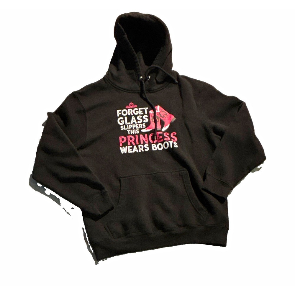 Lane Seven Princess Wears Boots Graphic Hoodie Black LS14001 Large